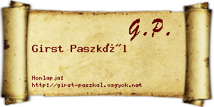 Girst Paszkál névjegykártya